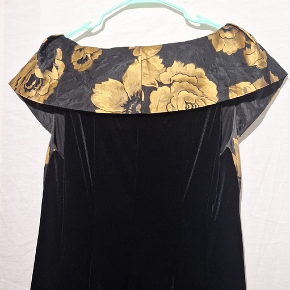 Formal Maxi Dress, Black And Gold, Floral Rose Design, Robbie Bee, Sz 16, NWOT - Picture 9 of 14